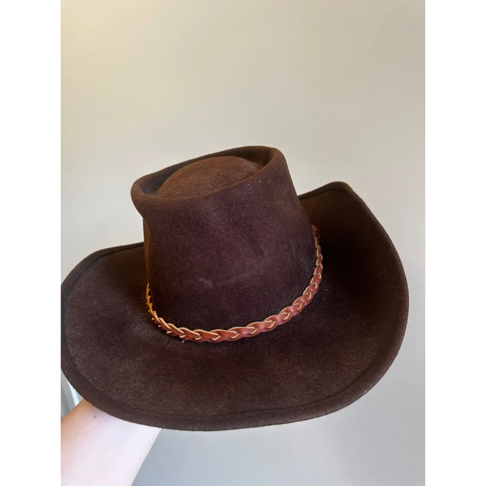 Vintage Goorin Bros of California Lite Felt 100% Wool Hat Wide Brim Fedora Brown